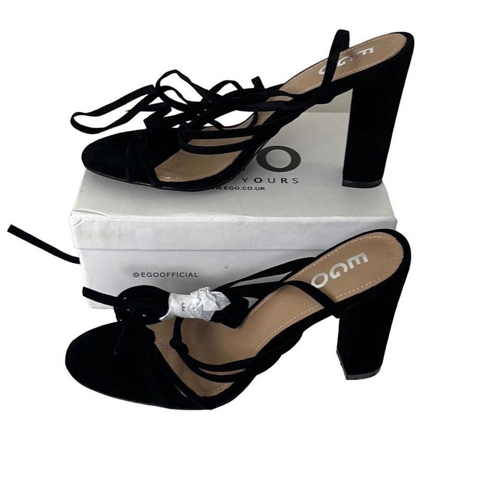 EGO Joice women’s black strappy heels sz 10 velvet cocktail evening
